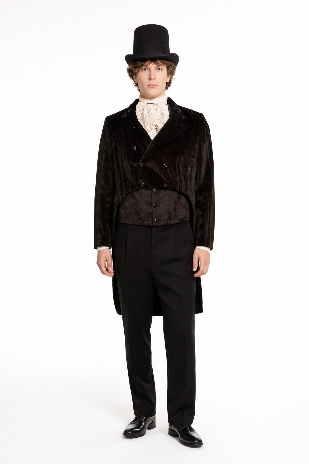 19th Century Velvet Black Suit, Men's Victorian Costume Rental