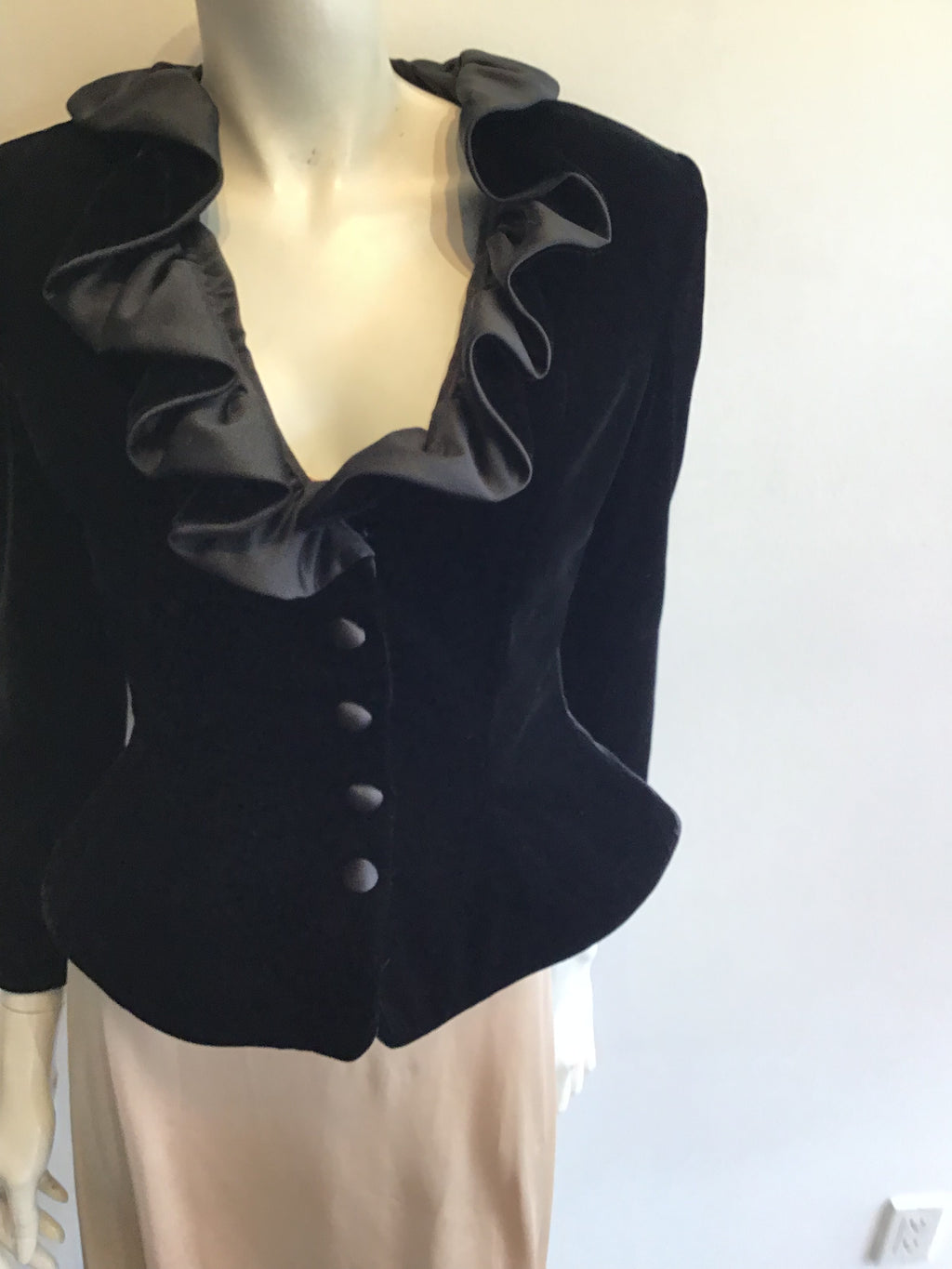 1980’s Black Velvet and Satin Jacket Size 8