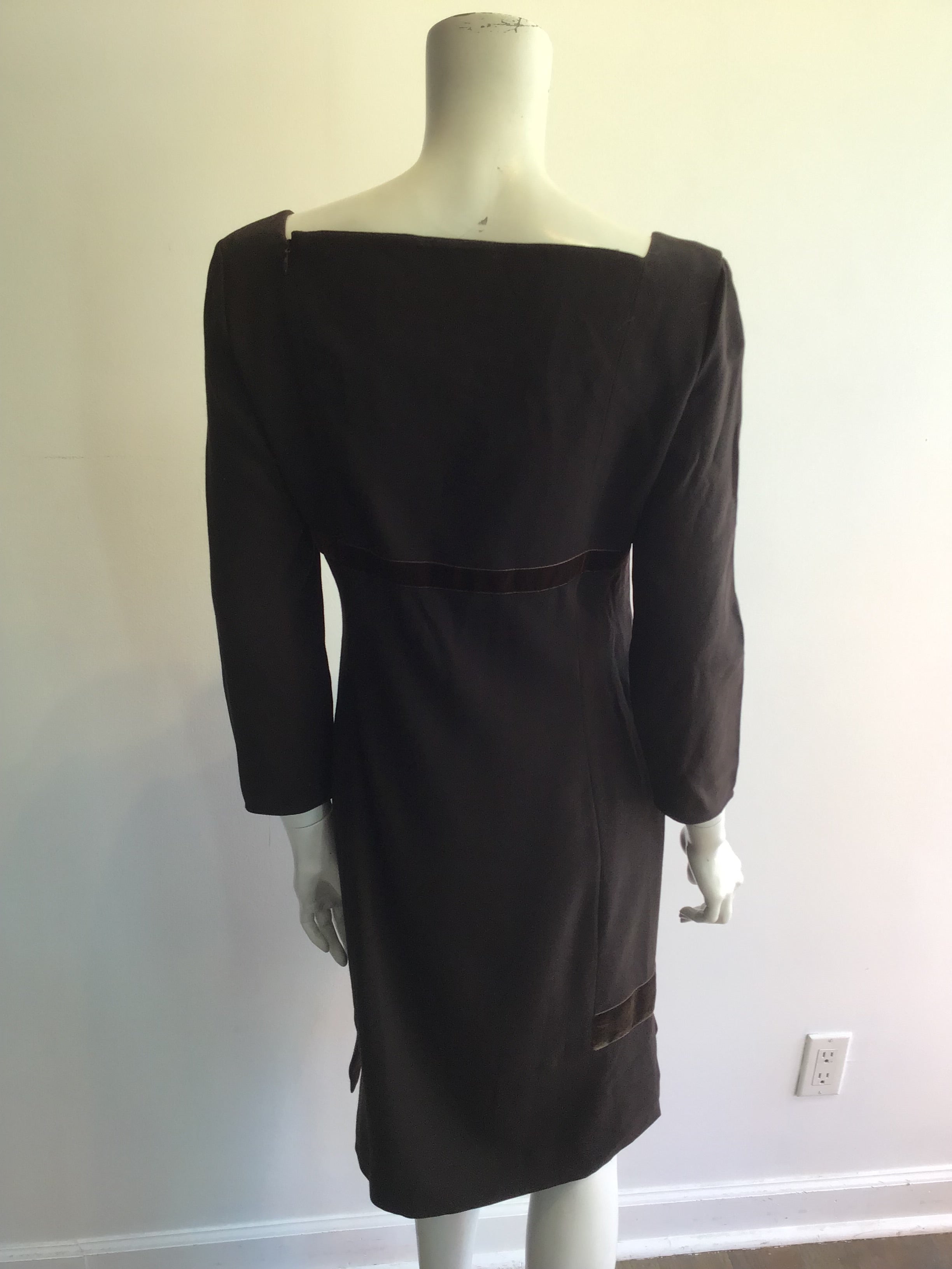 1980’s Brown Wool Crepe Cocktail Dress Size 8