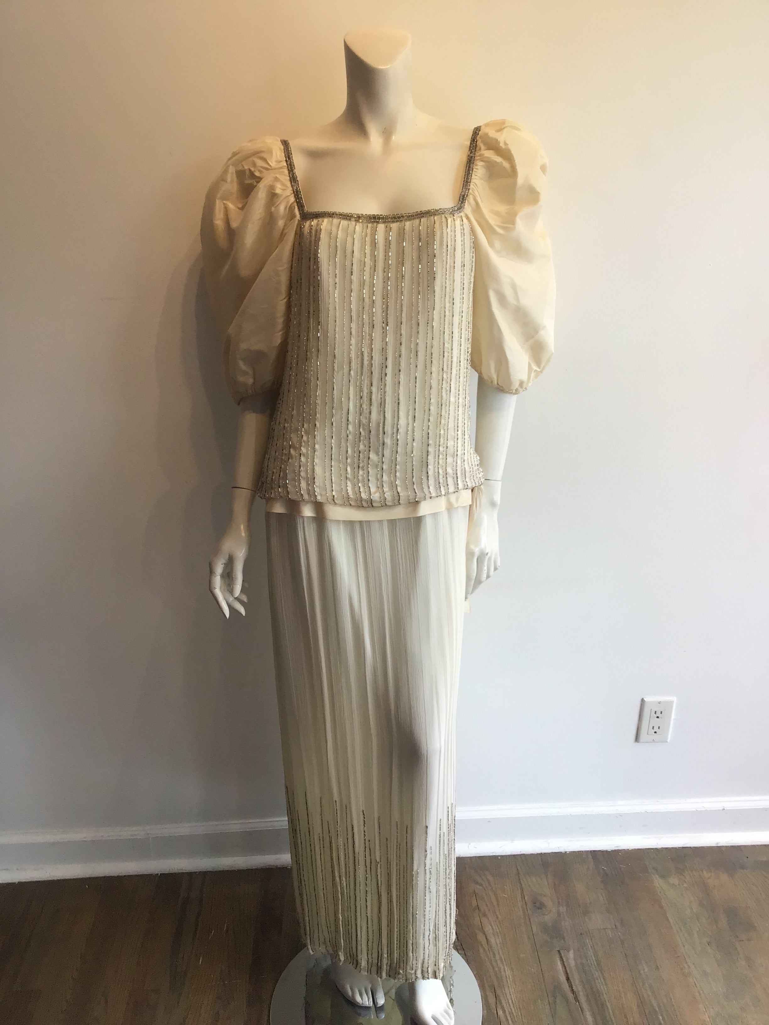 1980’s Cream Silk Taffeta Evening Gown Size 10