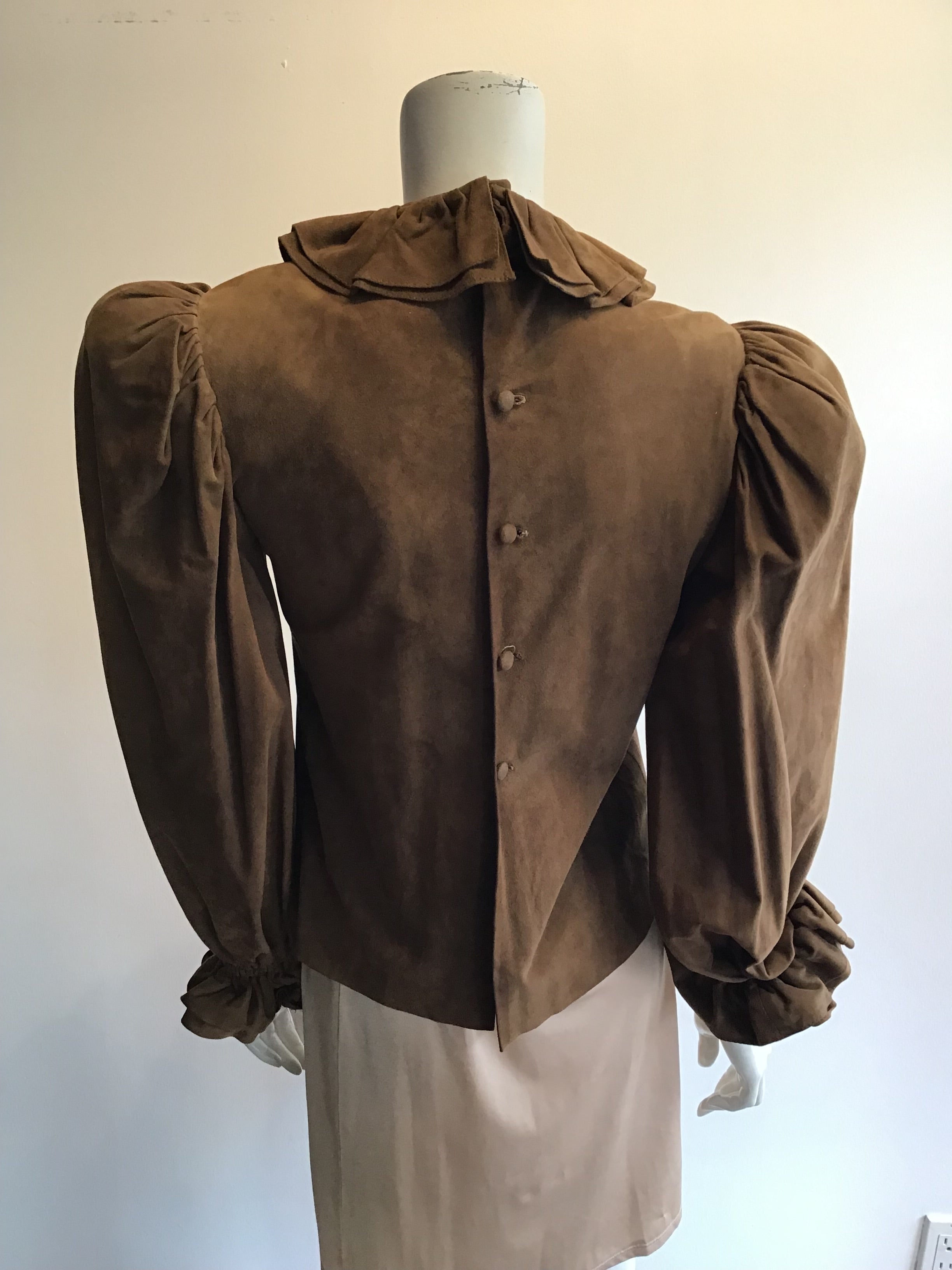 1980’s Coffee Brown Ultra Suede Top Size 6