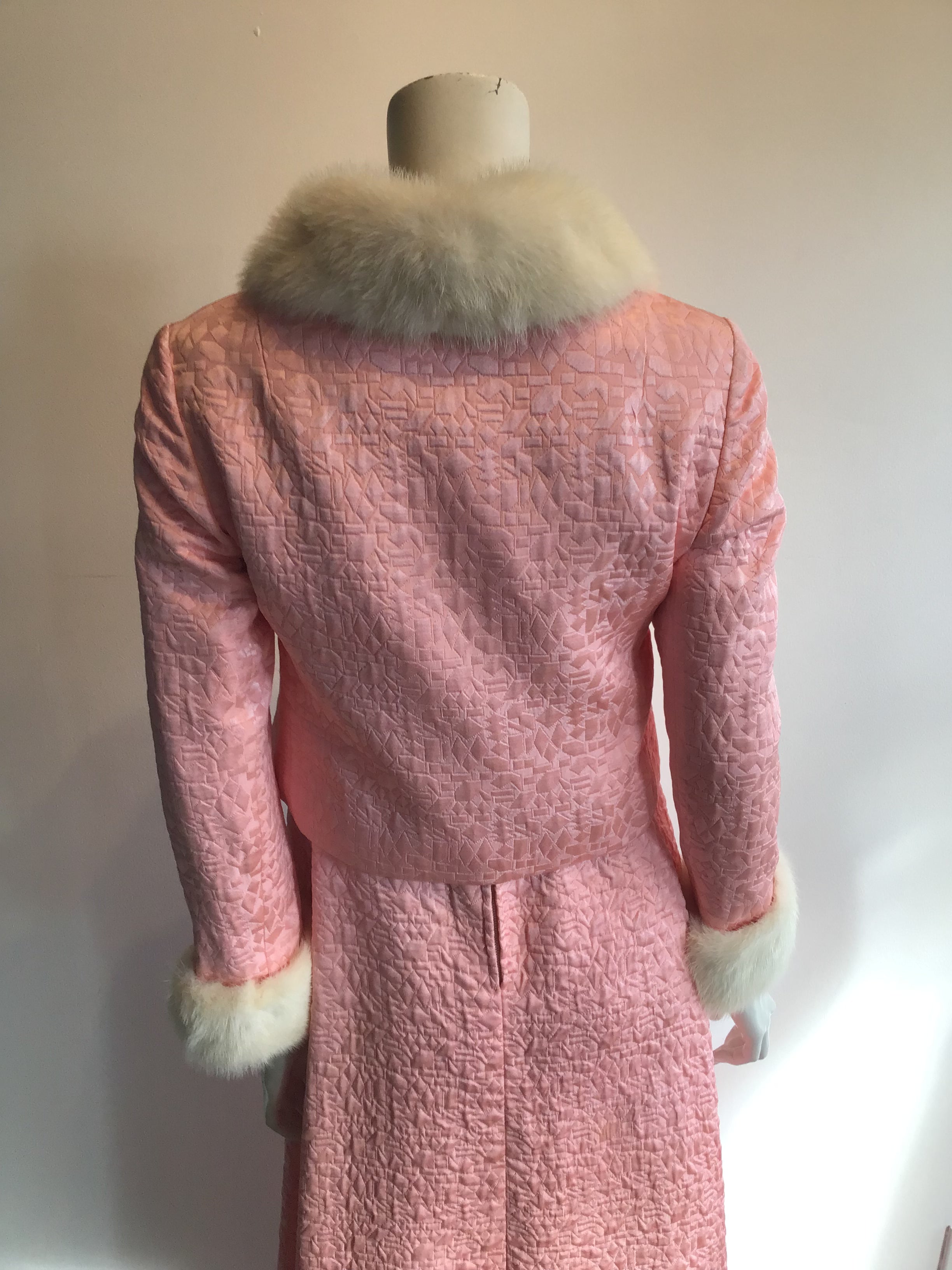 1960s Malcolm Starr Pink Brocaded Dress with Jacket -size 6