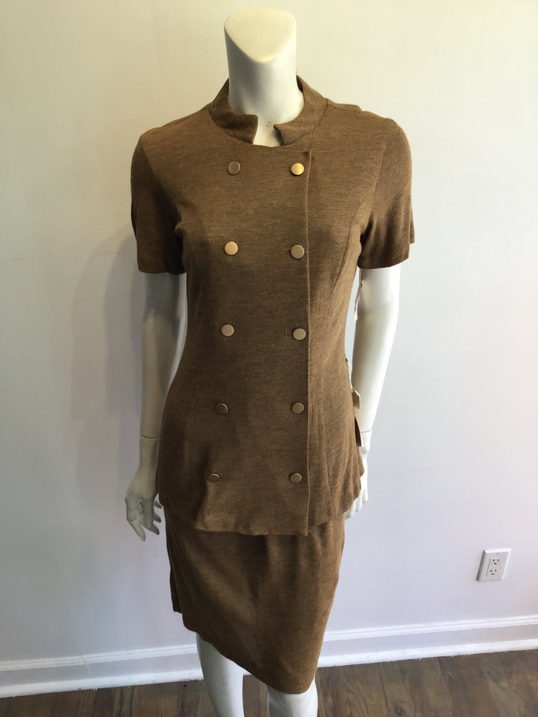 1960’s 2 Piece Wool Light Brown Ensemble Size 8