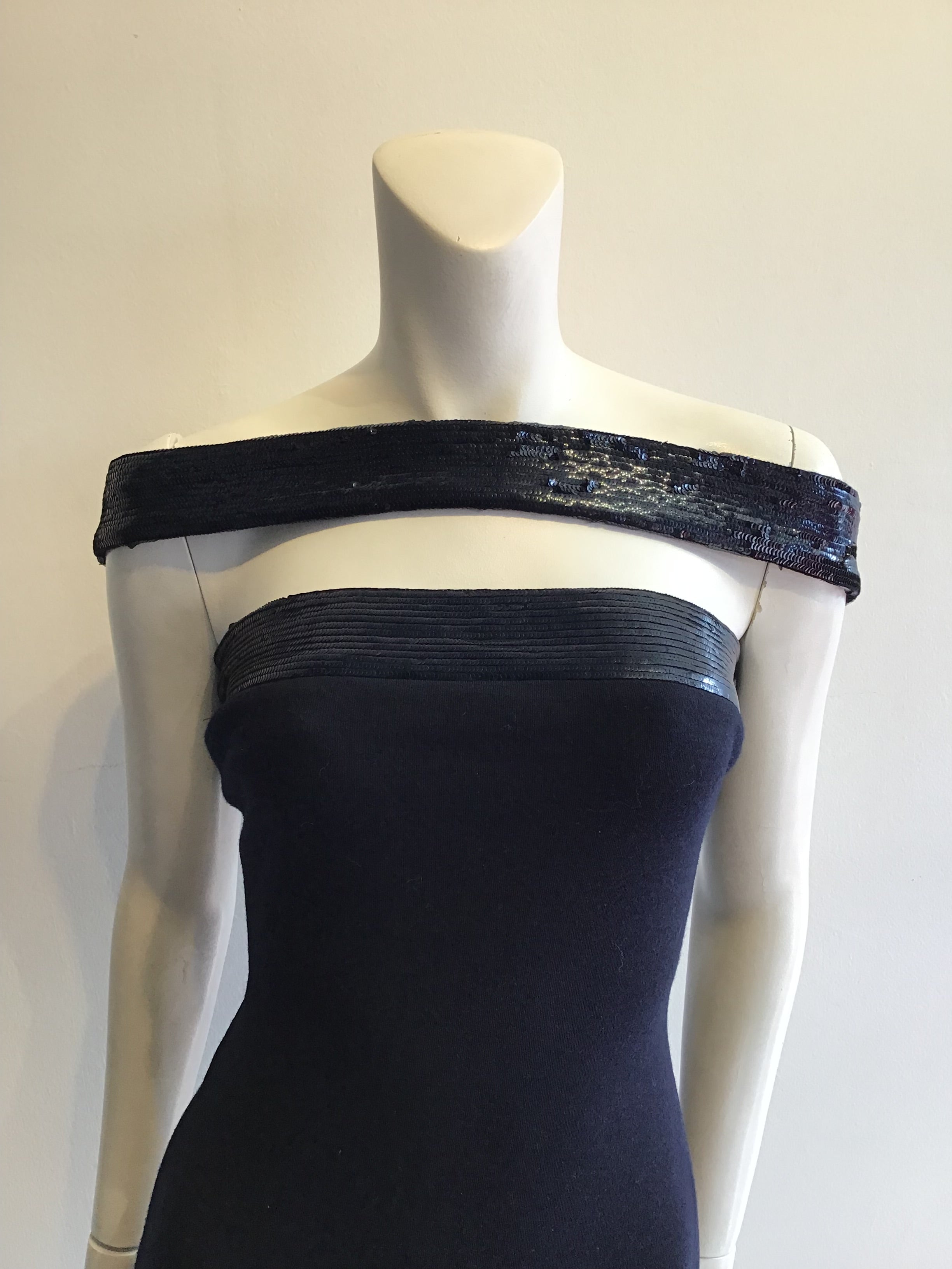 1990’s Donna Karan Navy Blue Wool Cocktail Dress Size 6