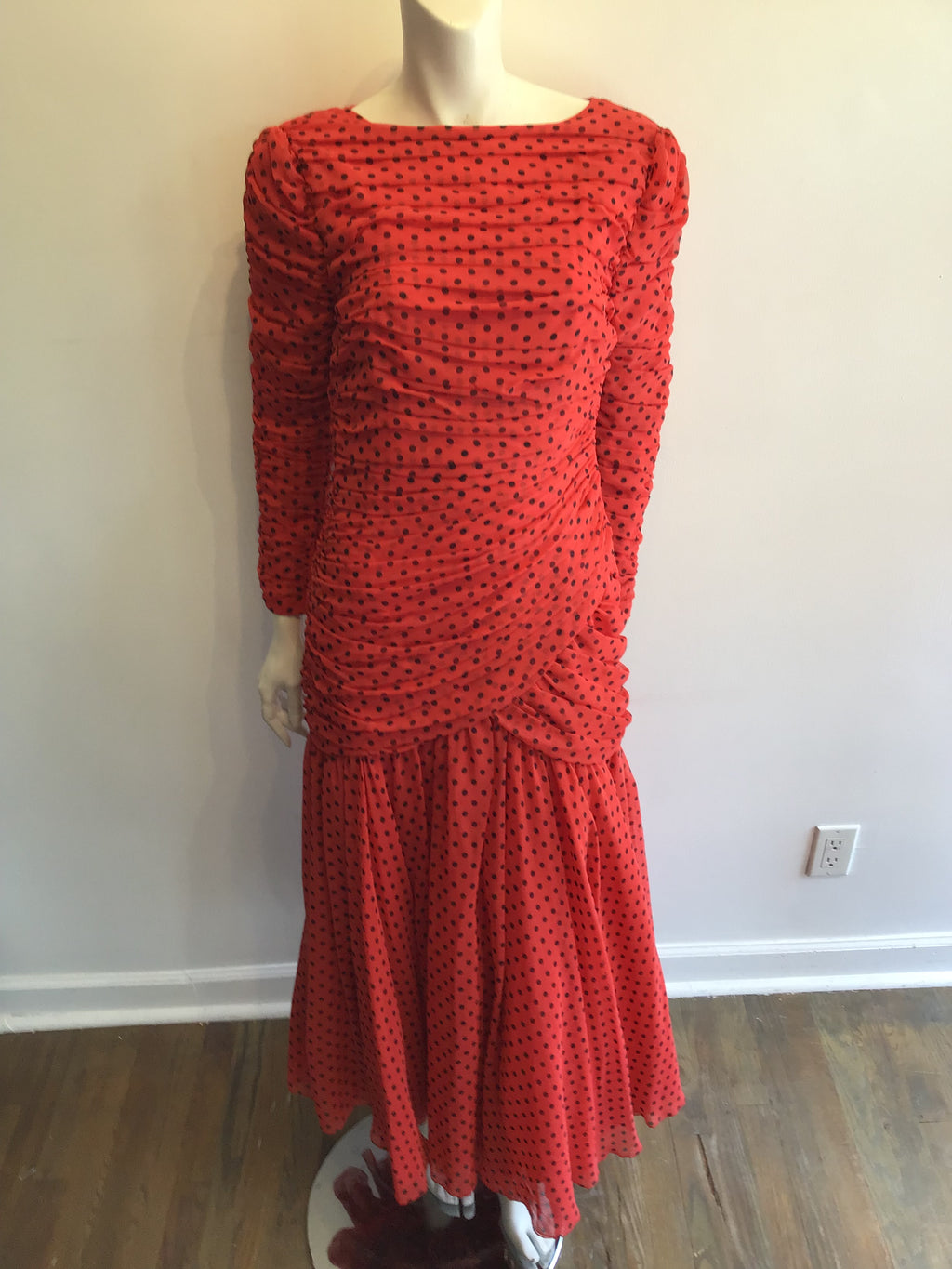 1980’s Red Silk Blend Louis Féraud Evening Dress Size 6