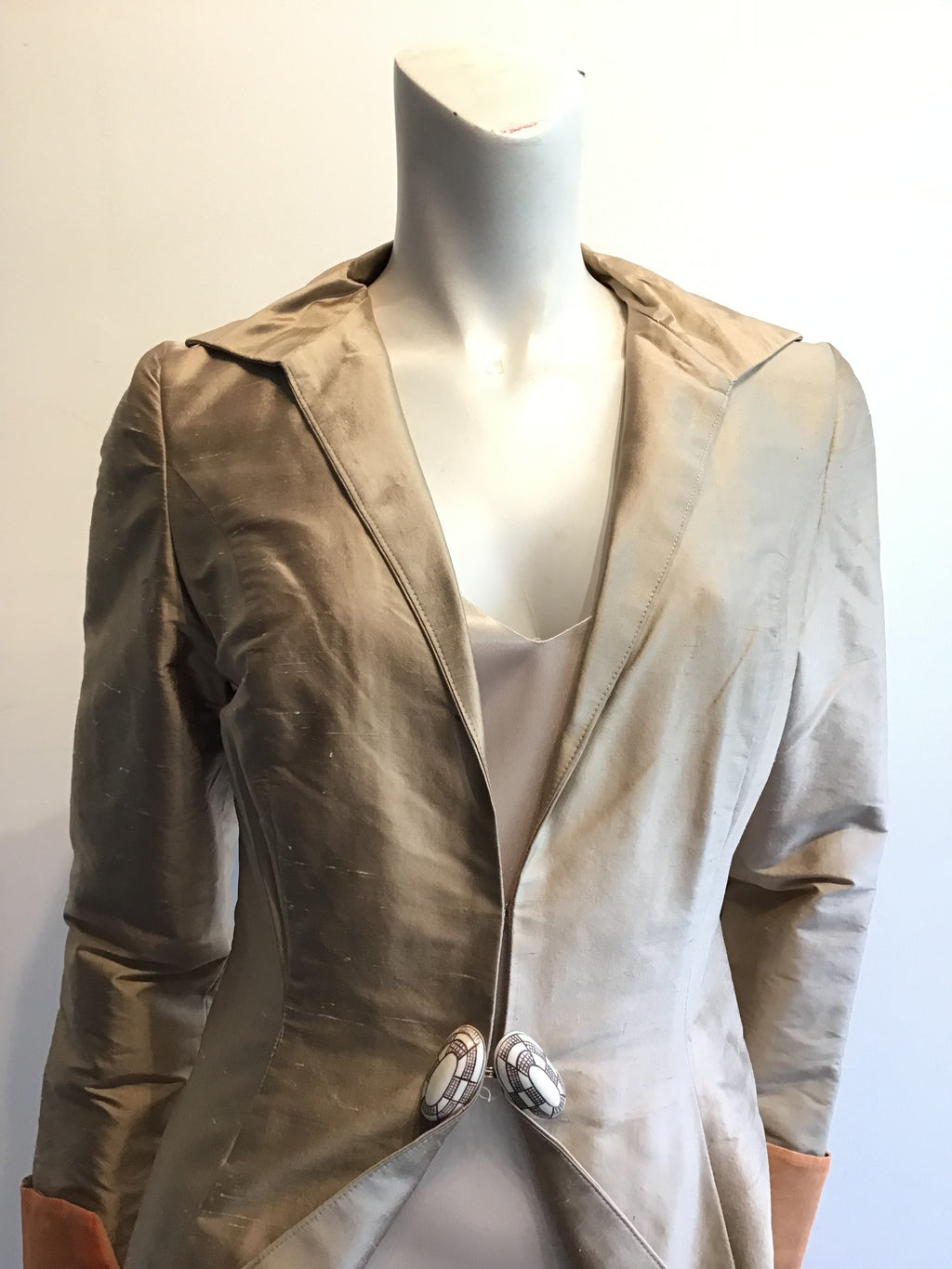 2000’s Silk 2 Piece Cream Bronze Wedding Dress Size 8