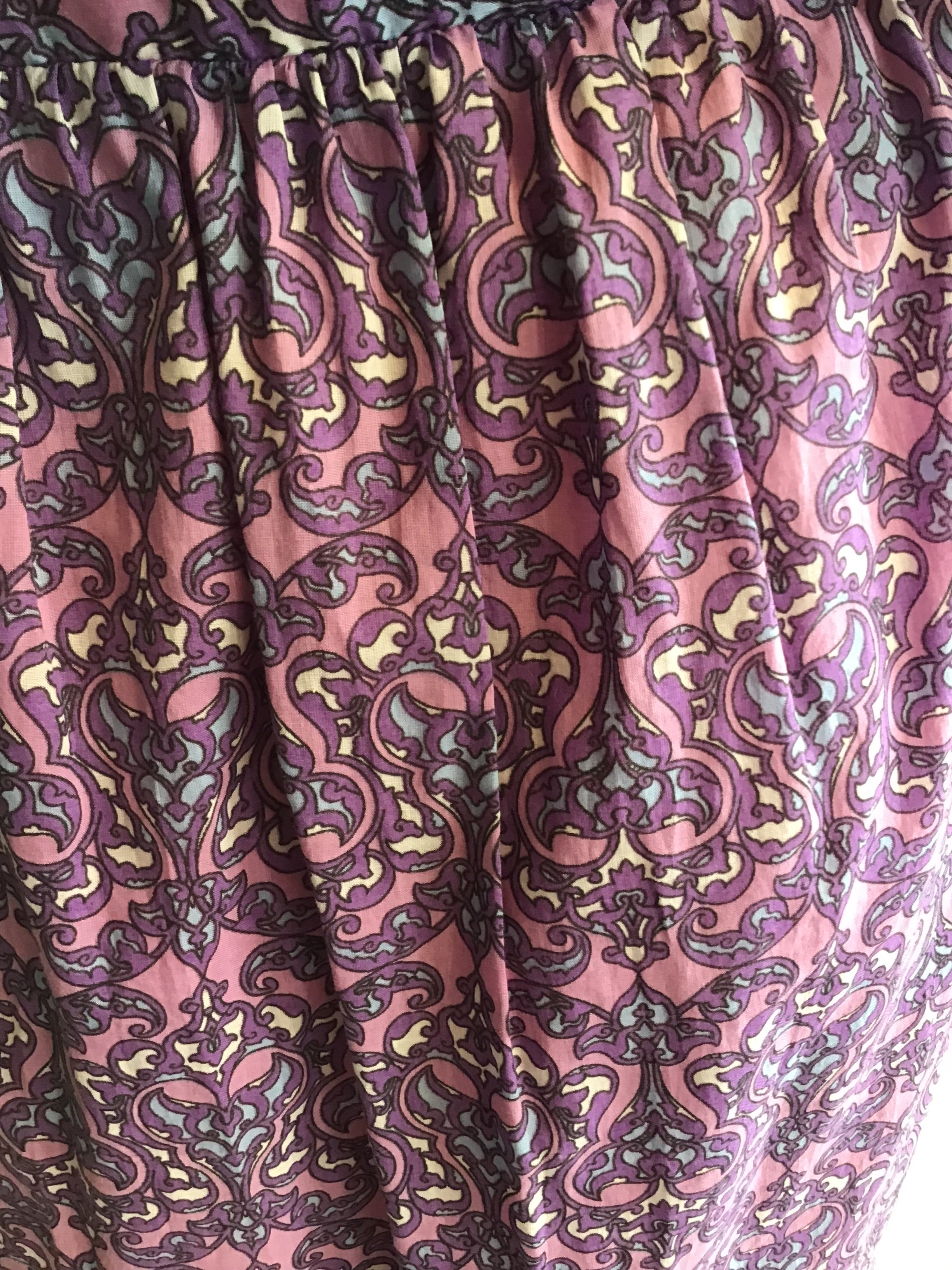 2000’s Nieves Lavi Purple Printed Cotton Day Dress Size 10