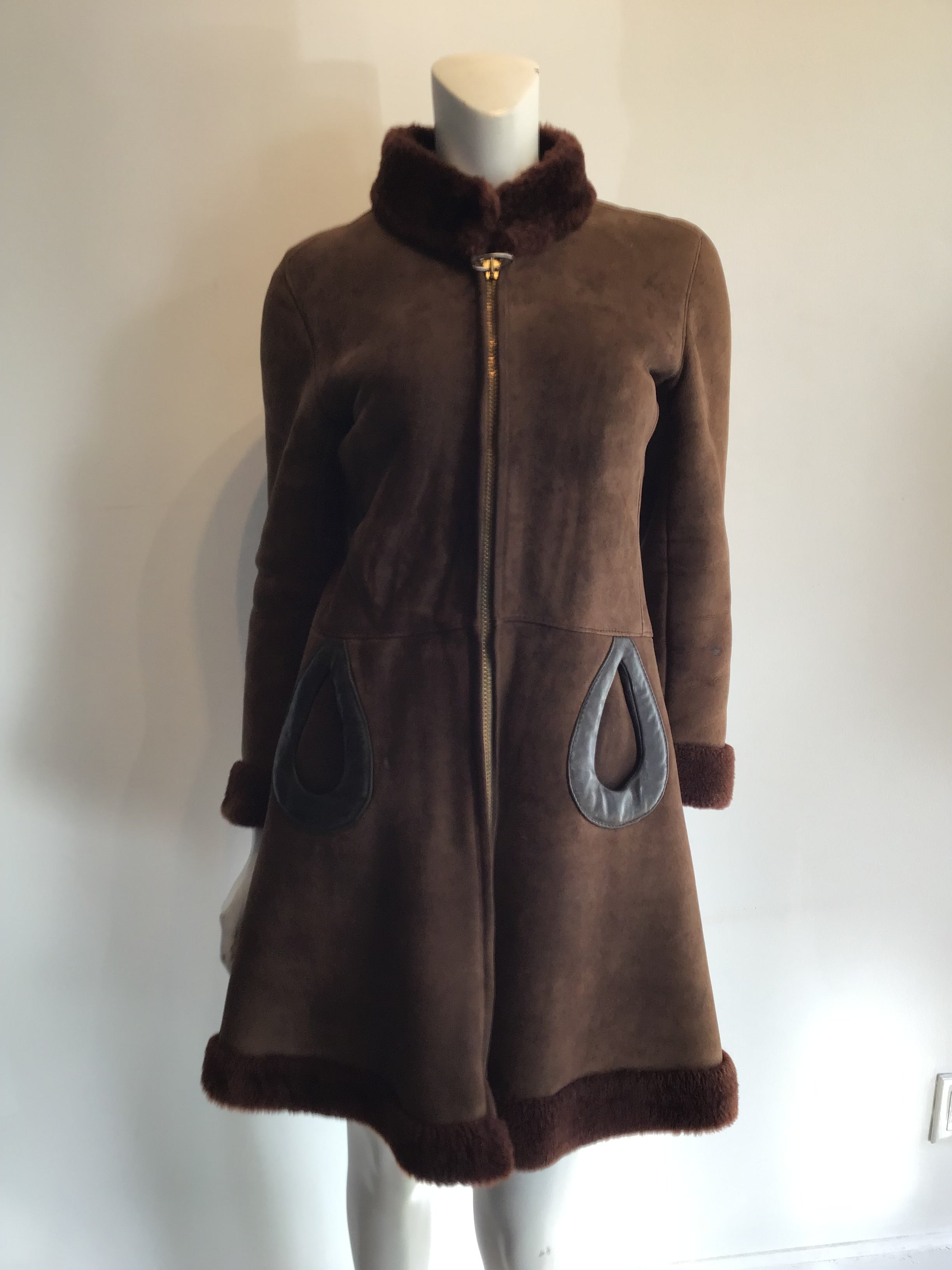Late 1960s Pierre Cardin Brown Suede Coat Size 6