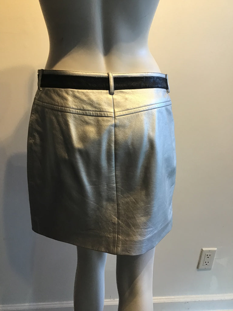 2000’s Silver Leather Chanel Mini Skirt Size 6