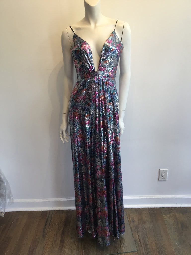 2000s Remus Brooks Sequined Multicolored Evening g Dress Size 6