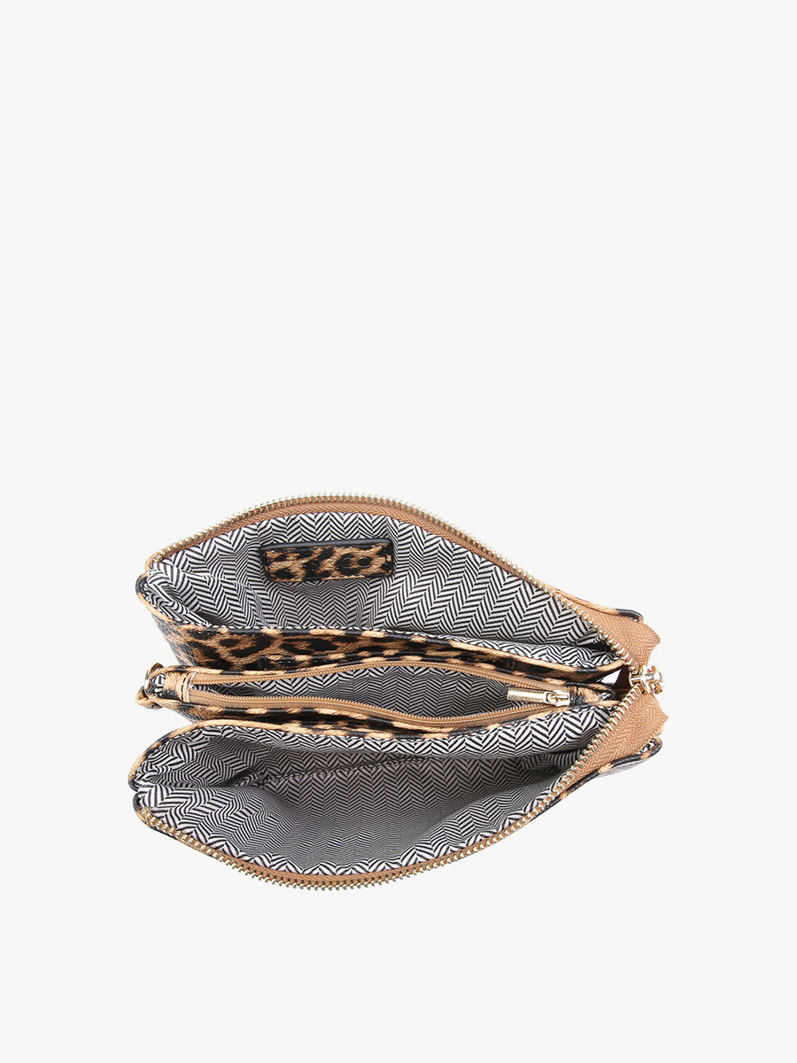 Riley Leopard 3 Compartment Crossbody/Wristlet | M013LP