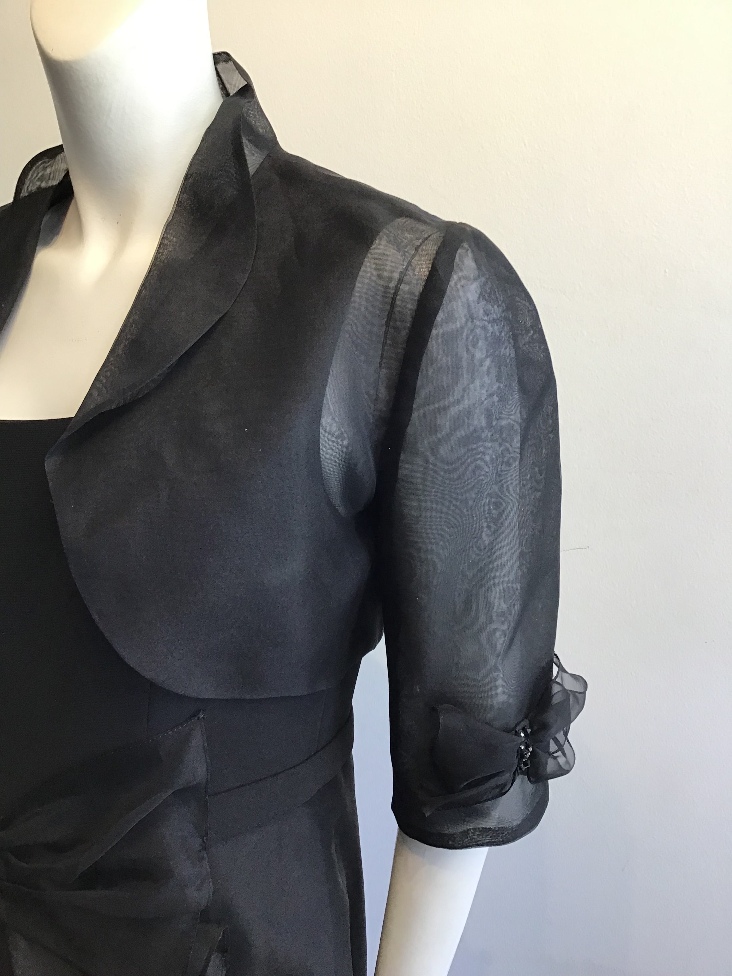 1990’s A Exclusive Black Crepe Cocktail Dress with Bolero Size 8