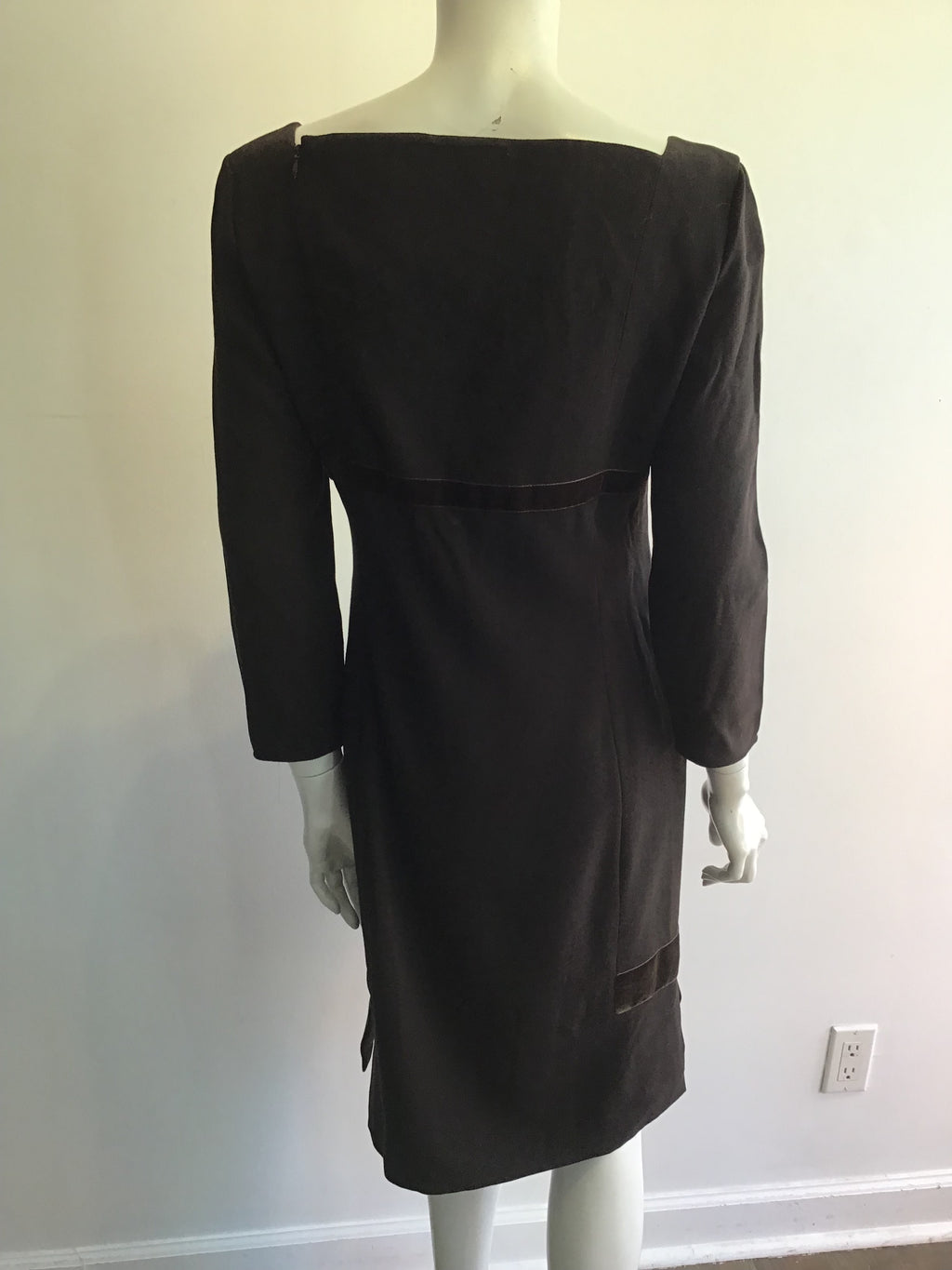 1980’s Brown Wool Crepe Cocktail Dress Size 8