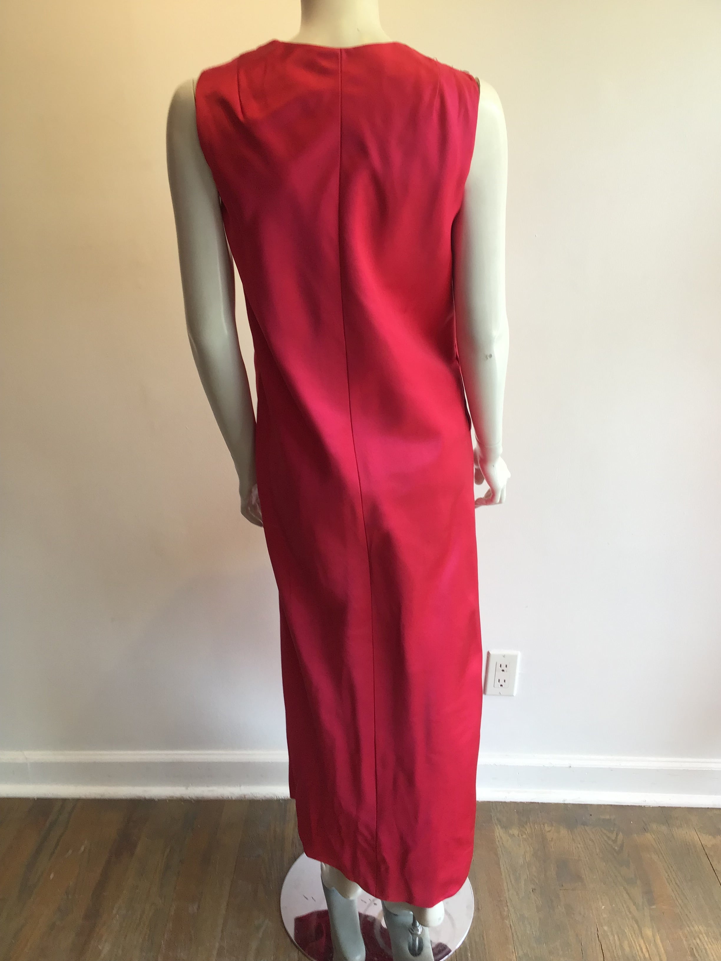 1960’s Raspberry Pink Silk Satin Evening Gown Size 4