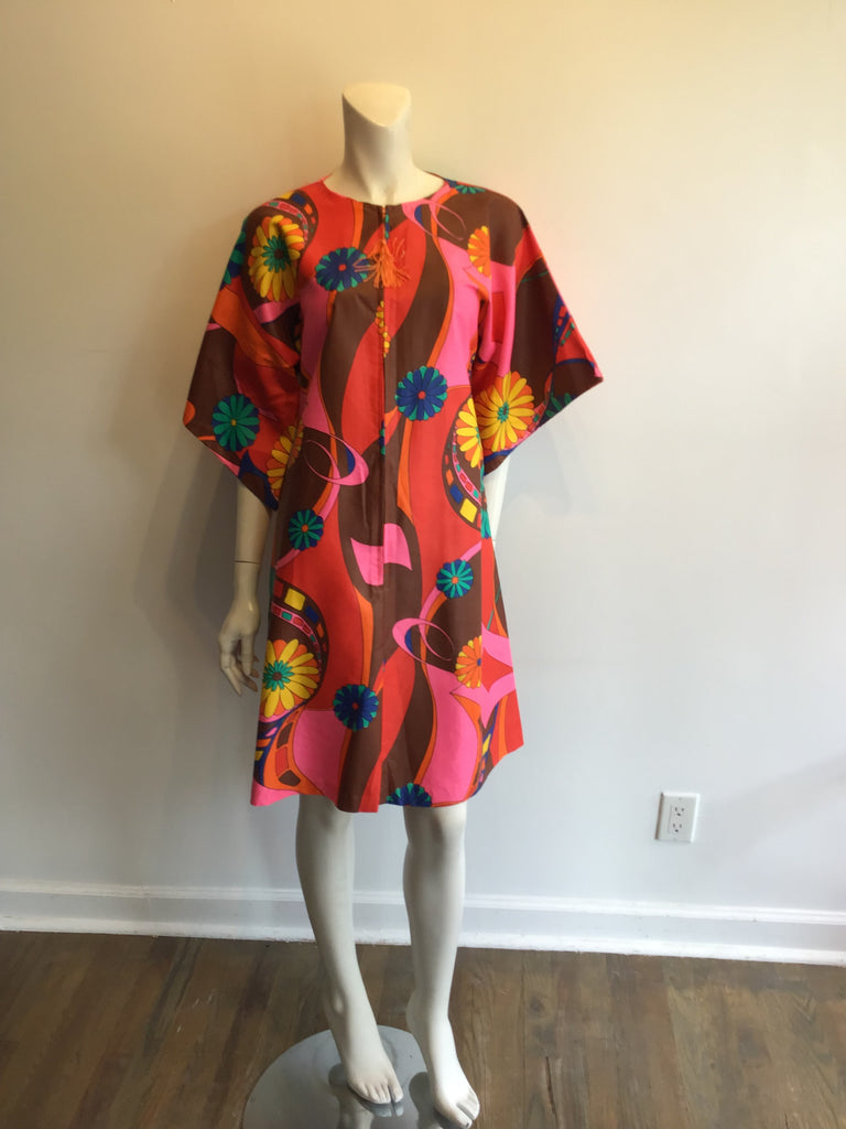 1960’s Polished Cotton Janet lynn Multicolor Dress Size 10
