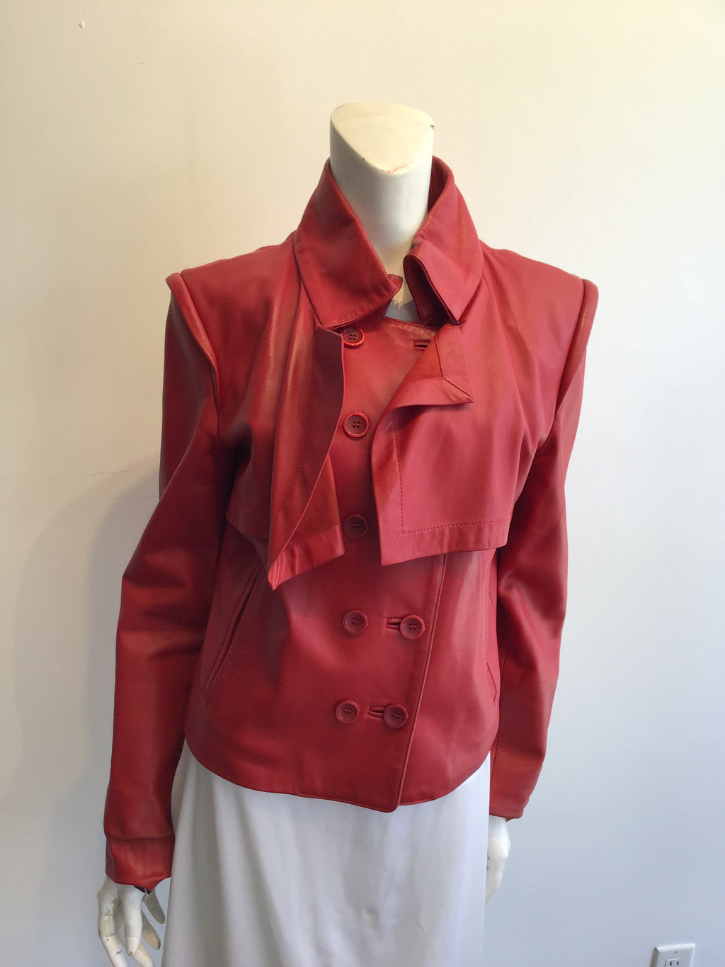 1990s Donals Pilsner Red Leather Jacket Size 6