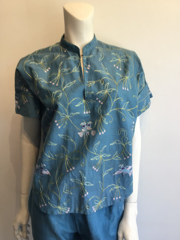 1950’s Cotton Blue Top and Capri Pants Set Size 4