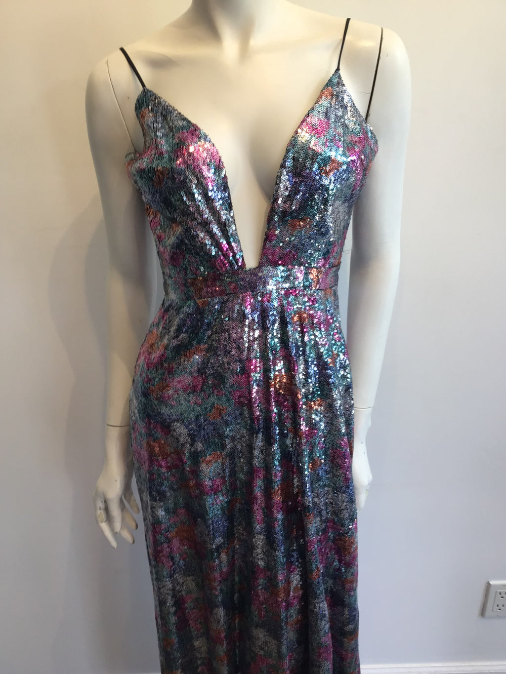 2000s Remus Brooks Multicolored Sequins  Evening  Dress Size 6