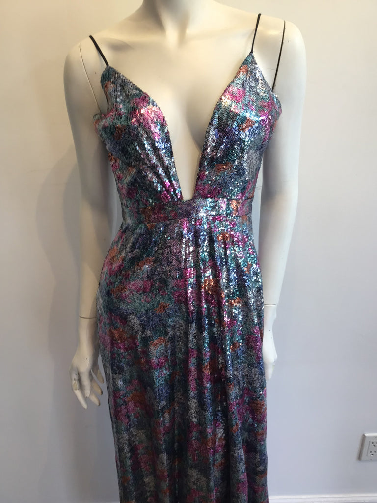 2000s Remus Brooks Multicolored Sequins  Evening  Dress Size 6