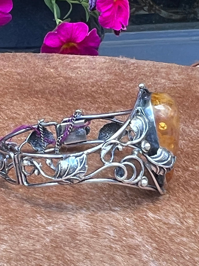 Amber and Sterling Bracelet