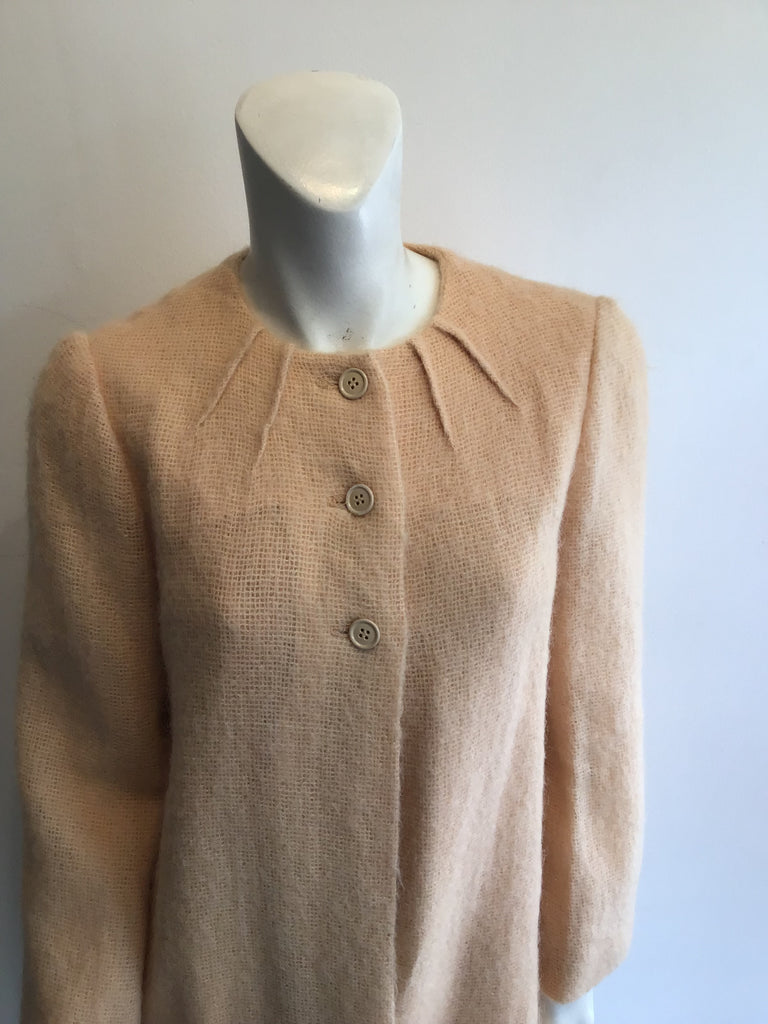 1960’s Peach Mohair Coat with Matching Scarf Size 6