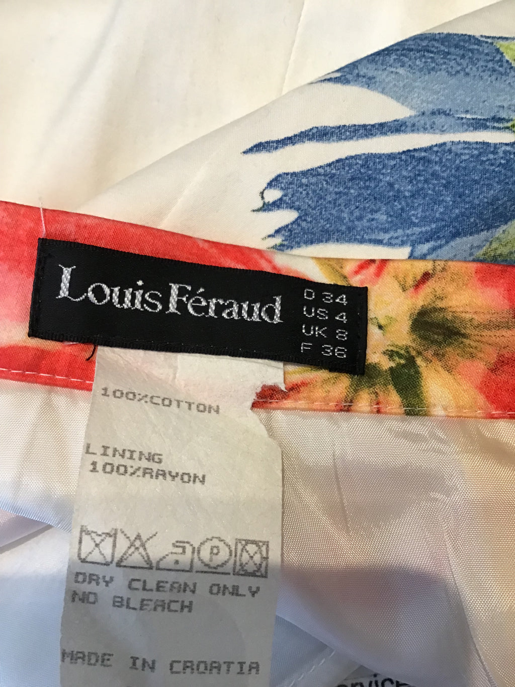 1990’s Louis Féraud 2 piece  Cream Floral Silk Ensemble Size 4