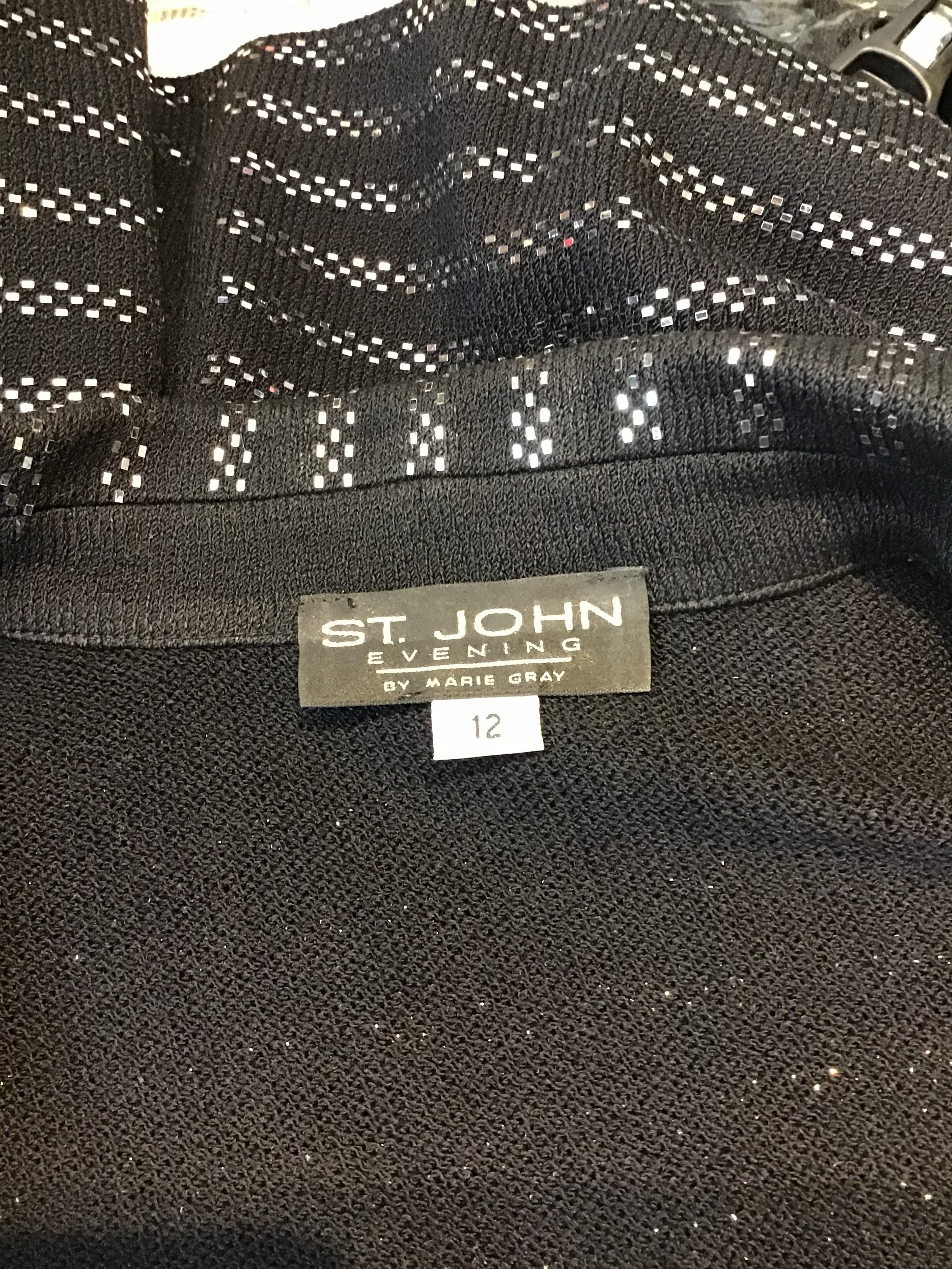 Late 1980s Black and Silver St.John Evening Jacket Size 12