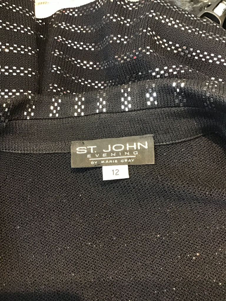 Late 1980s Black and Silver St.John Evening Jacket Size 12