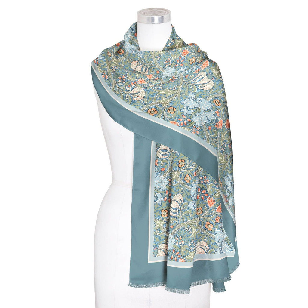William Morris "Golden Lily" Silk Blend Shawl – Lightweight Dressy Wrap for Women