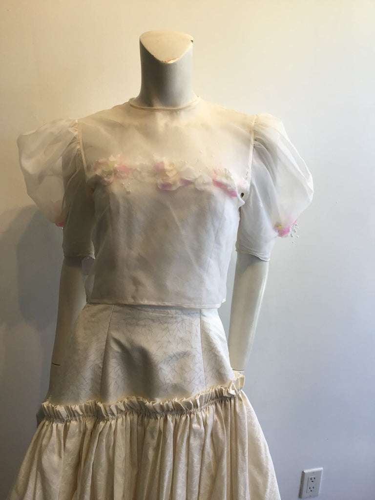 1980’s White Silk Taffeta Mary O’Donnell Cocktail Dress Size 4