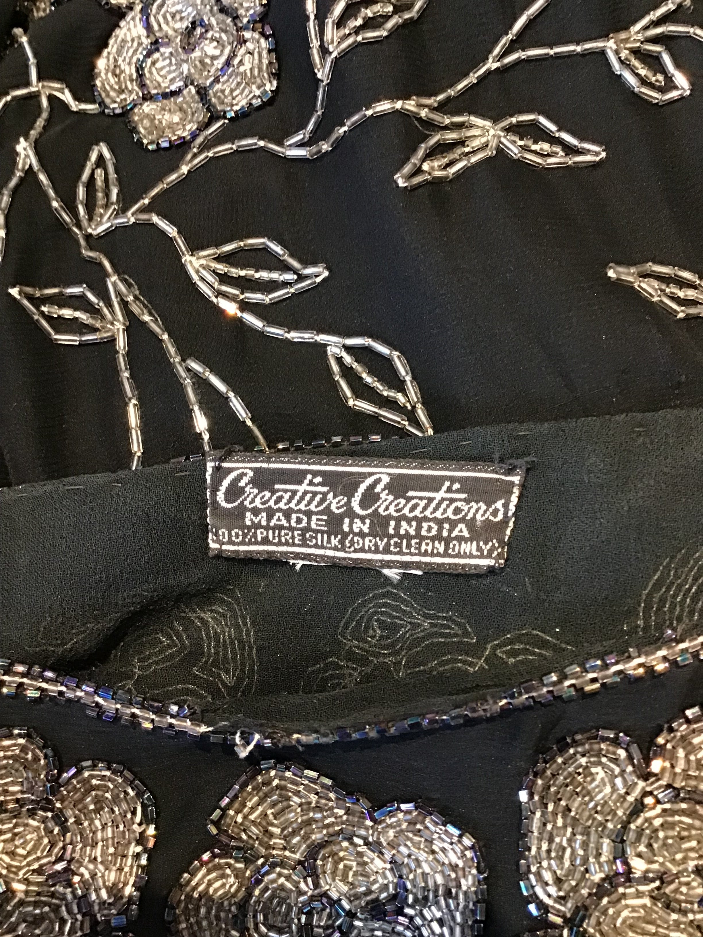 1980’s Black and Silver Polyester Creative Creations Top Size 8
