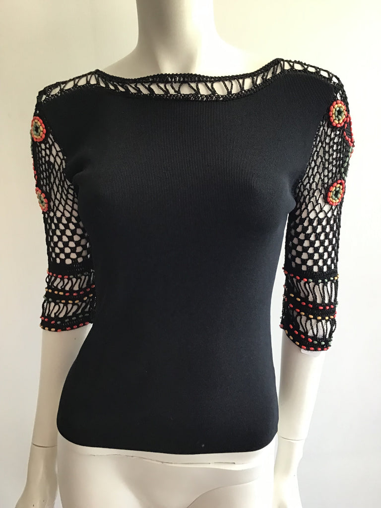 1990s Vicoise Vlack Knitted Top by Joseph A Size 6