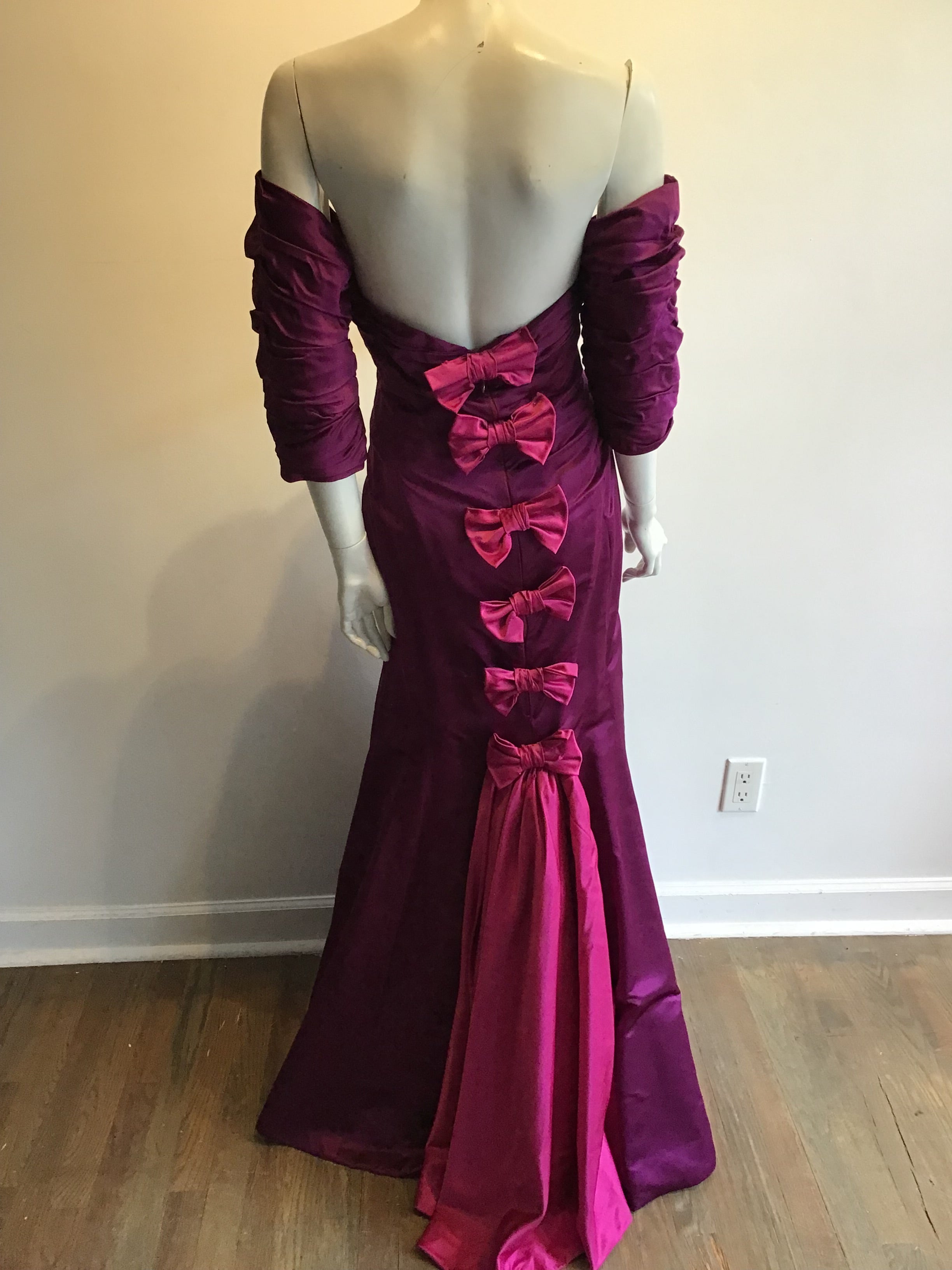 1980’s Plum Silk Satin Evening Gown Size 10