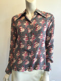 1970’s Valentino Gray Silk Blouse with Ballerinas Size 6