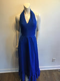 1970’s Cobalt Blue Crepe Polyester Halter dress Size 4