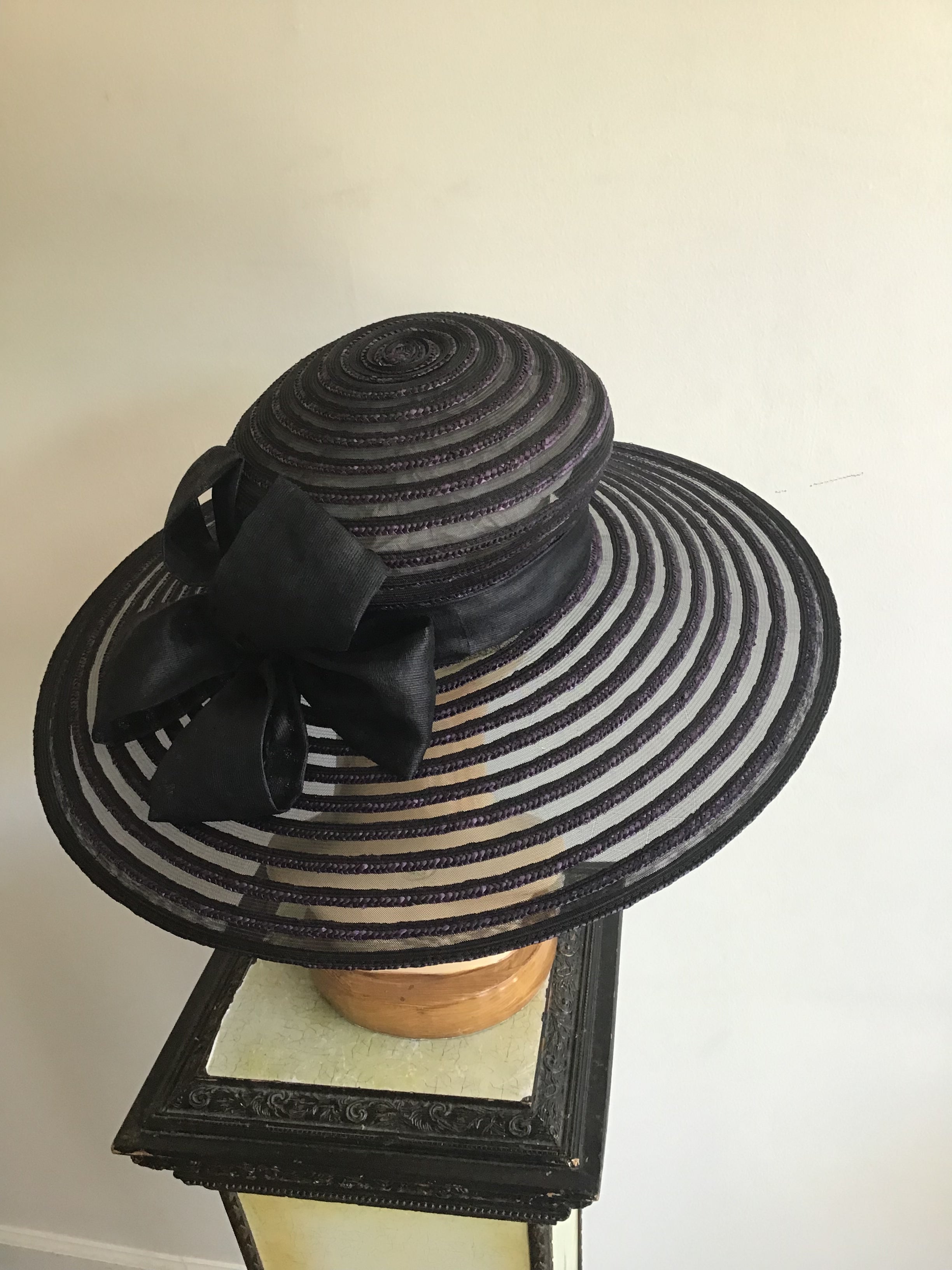 1990s Eric Javits Purple and Black  Horsehair hat
