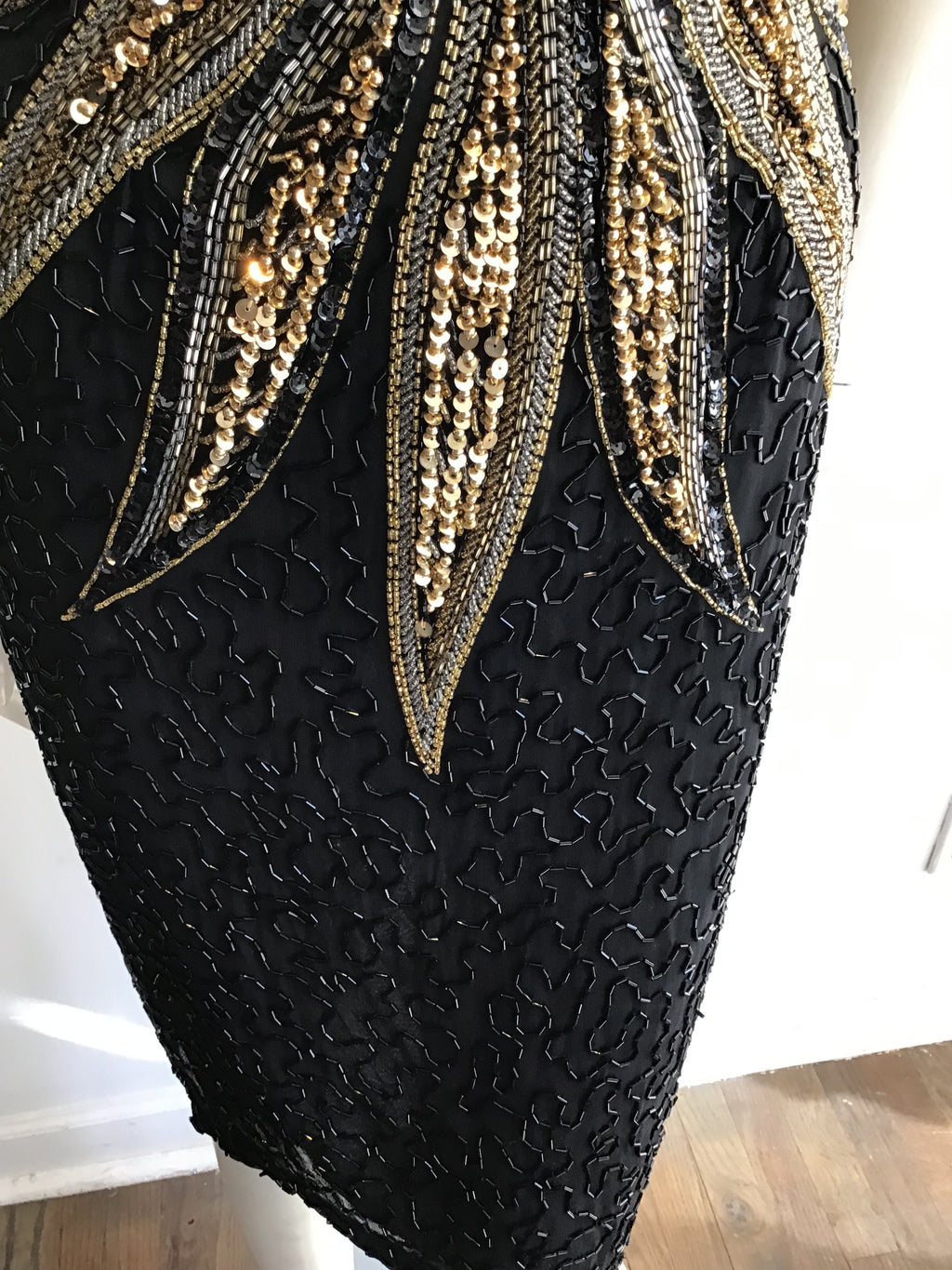 1980’s Mezzanine Luna by Modi Beaded Silk Chiffon Cocktail Dress Size 8