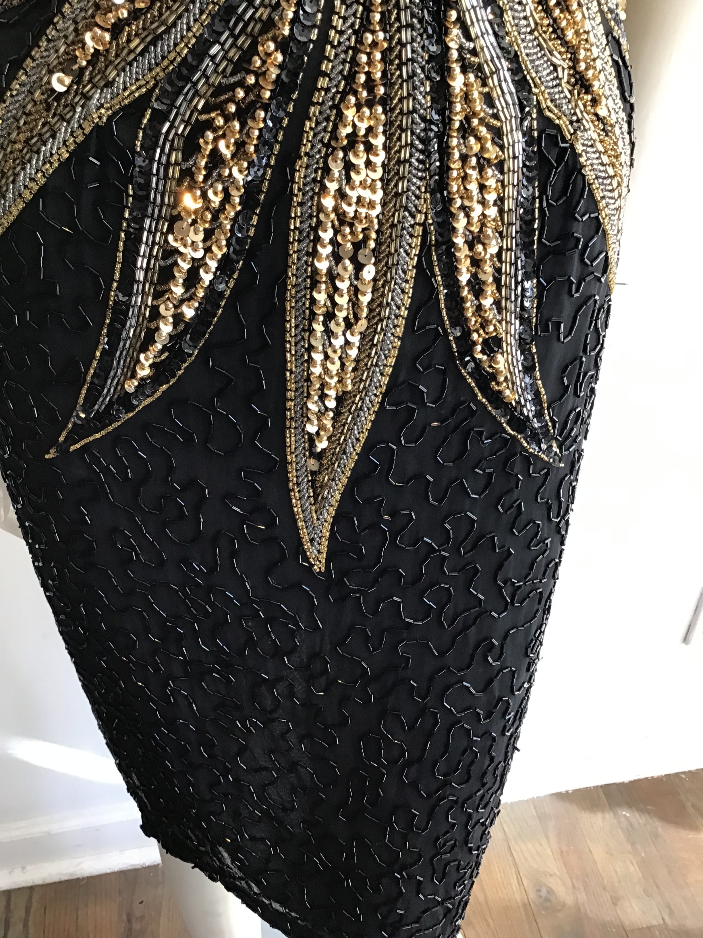 1980’s Mezzanine Luna by Modi Beaded Silk Chiffon Cocktail Dress Size 8