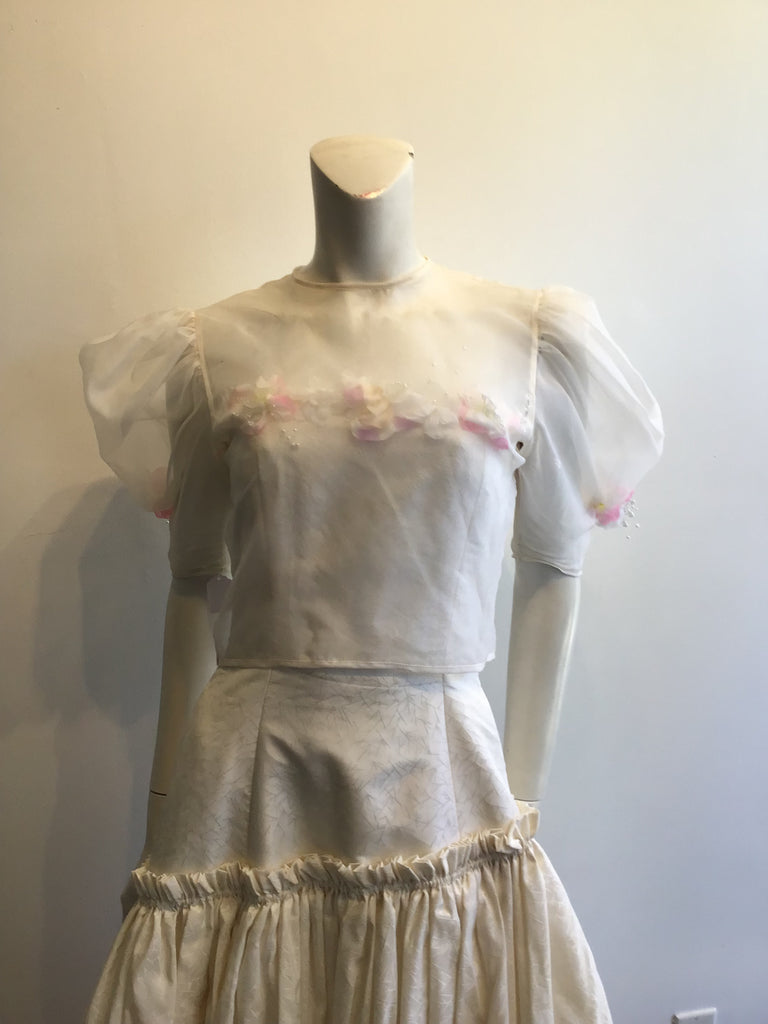 1980’s White Silk Taffeta Mary O’Donnell Cocktail Dress Size 4