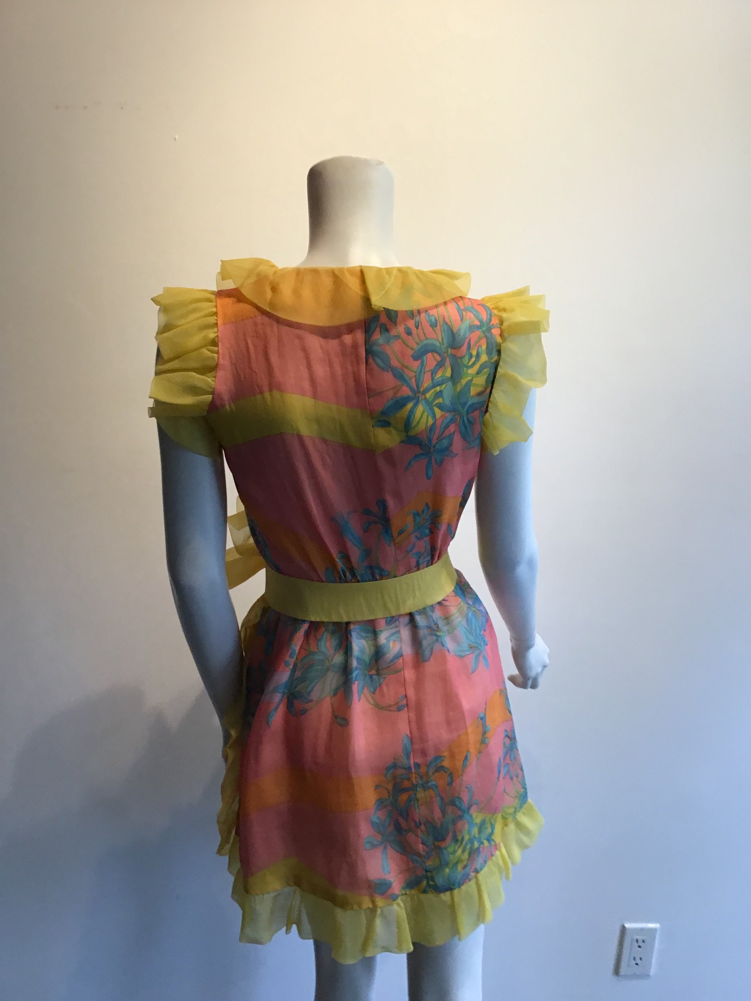 1960s multicolor Silk Organza Dress by Raffaele di Marino size 4