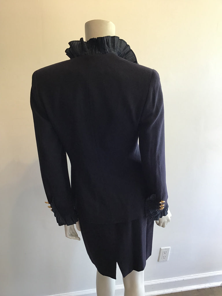 1980’s Navy Blue Wool Christian  Dior Suit Size 6