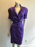 1980’s Thierry Mugler Purple Polished Cotton Dress Size 10