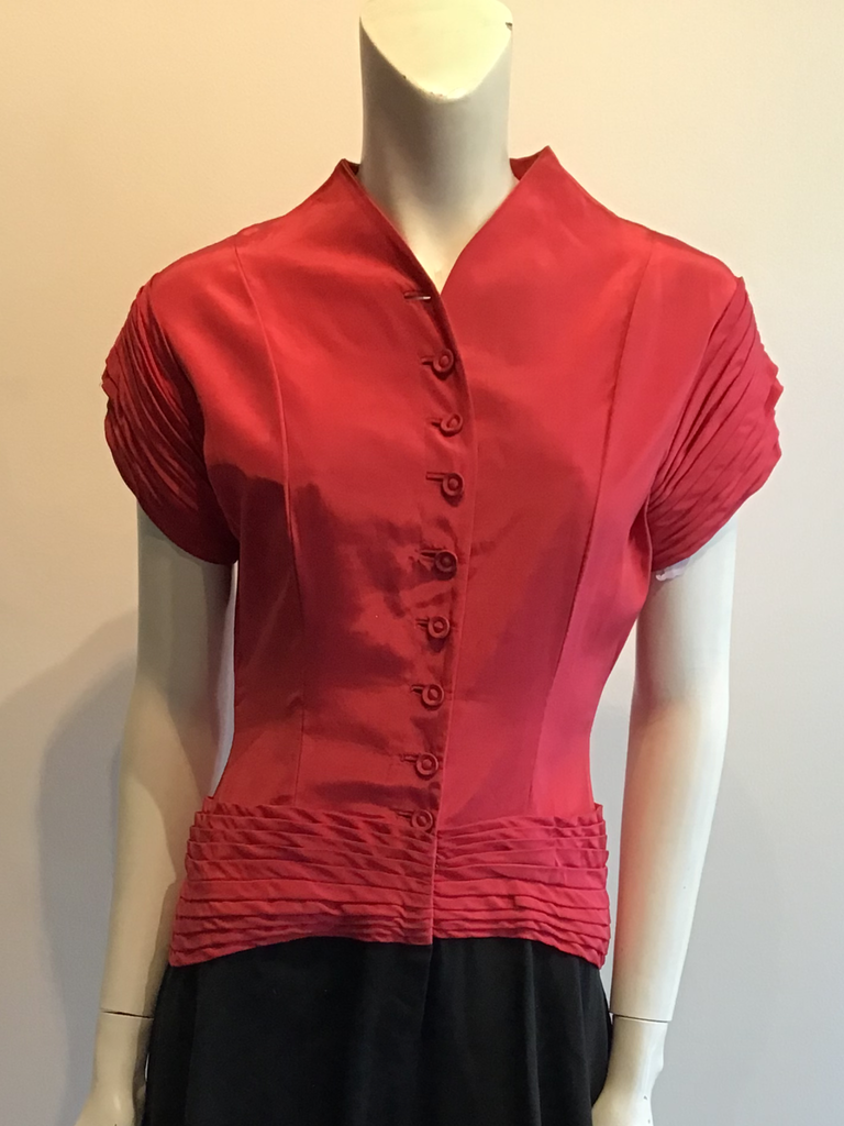 1940’s Red and Black Rayon Evening gown Size 6
