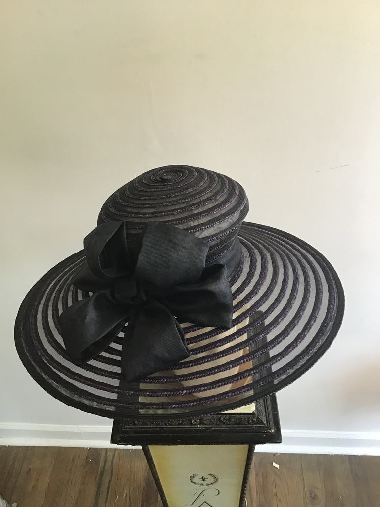 1990s Eric Javits Purple and Black  Horsehair hat