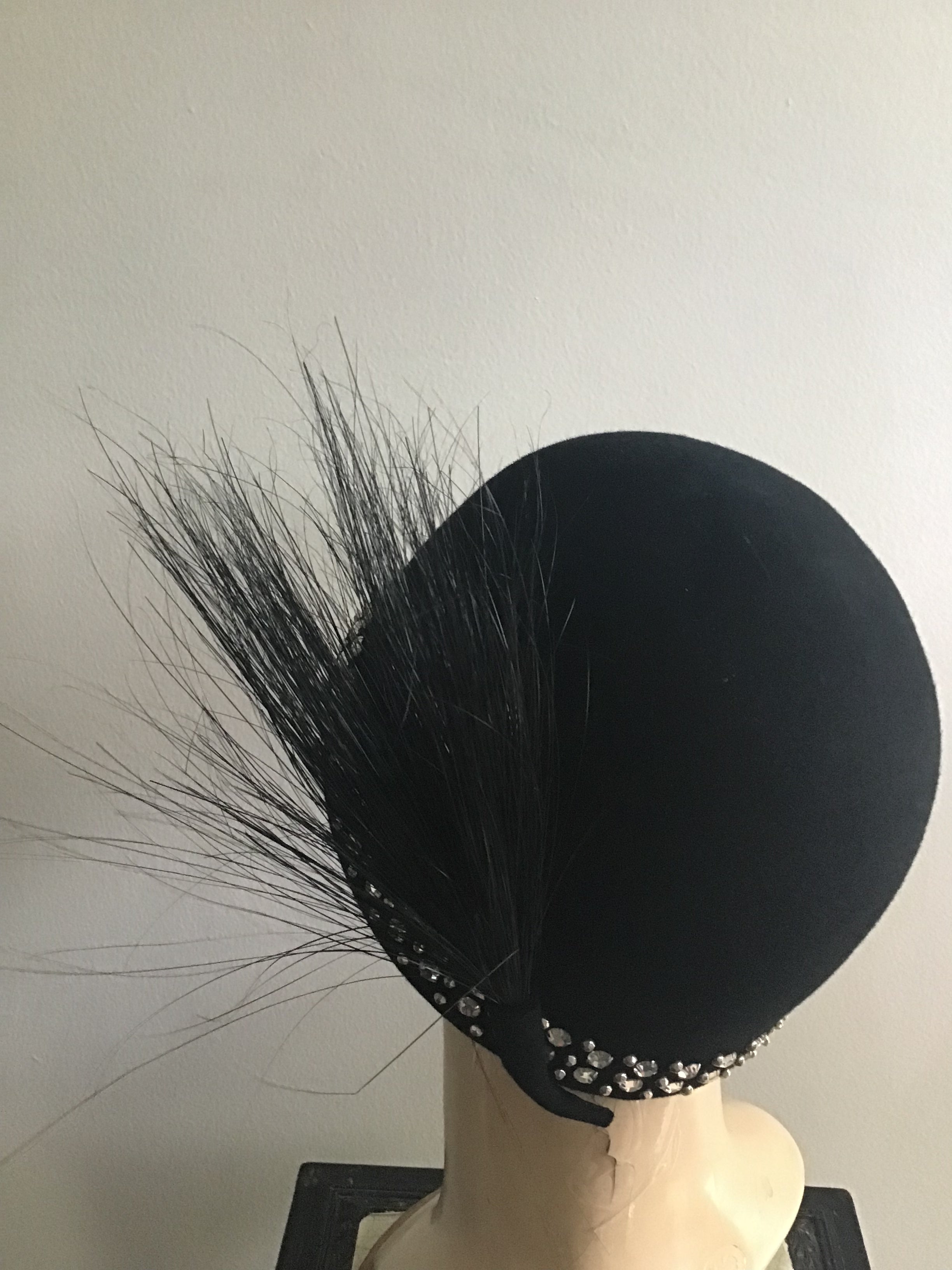 1960s Adolfo II Black Cloche Style Hat