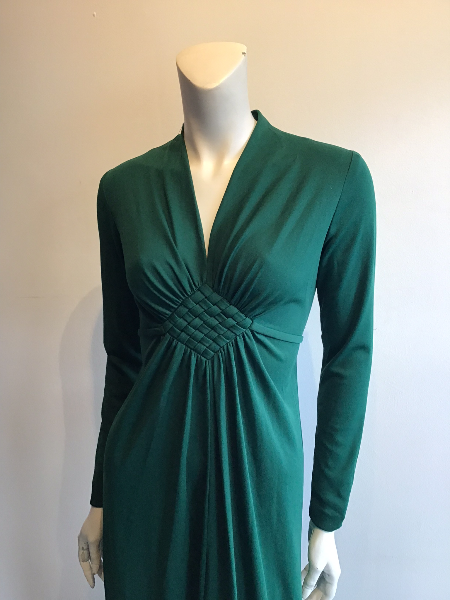 1970’s Forrest Green Polyester Evening Dress Size up to 8/9