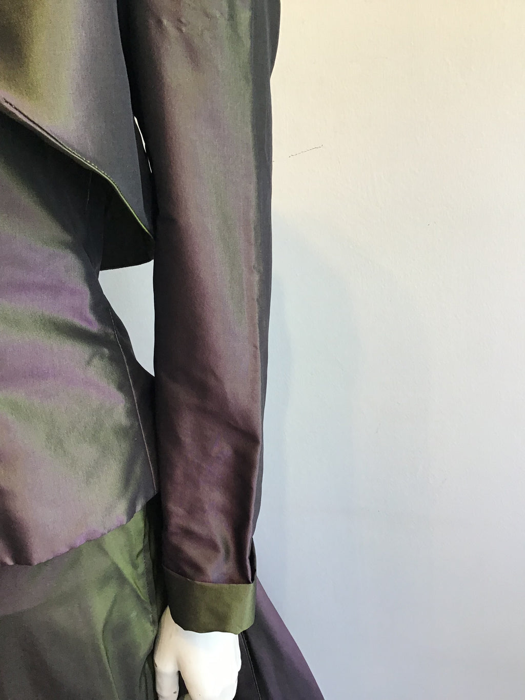 1990’s Maria Pinto Silk Taffeta Green/Purple 3 Piece Evening Ensemble Size 6