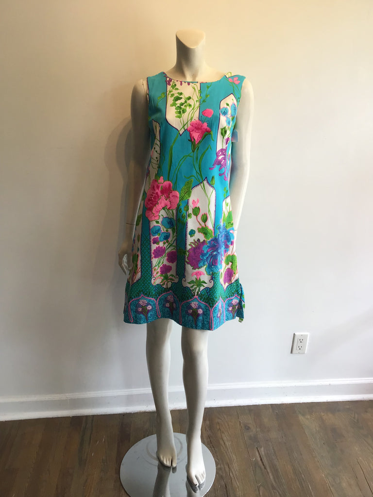 1960’s Cotton Blue/Pink/Purple Janet Lynn Shift Dress Size 8