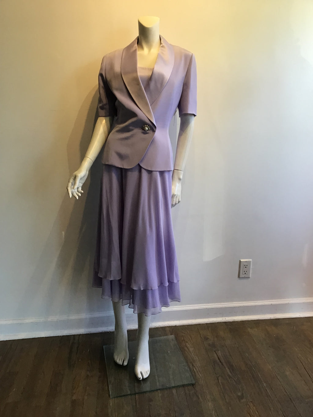 1980’s Lily Sami Silk Lavender Strapless Dress with Matching Jacket Size 8