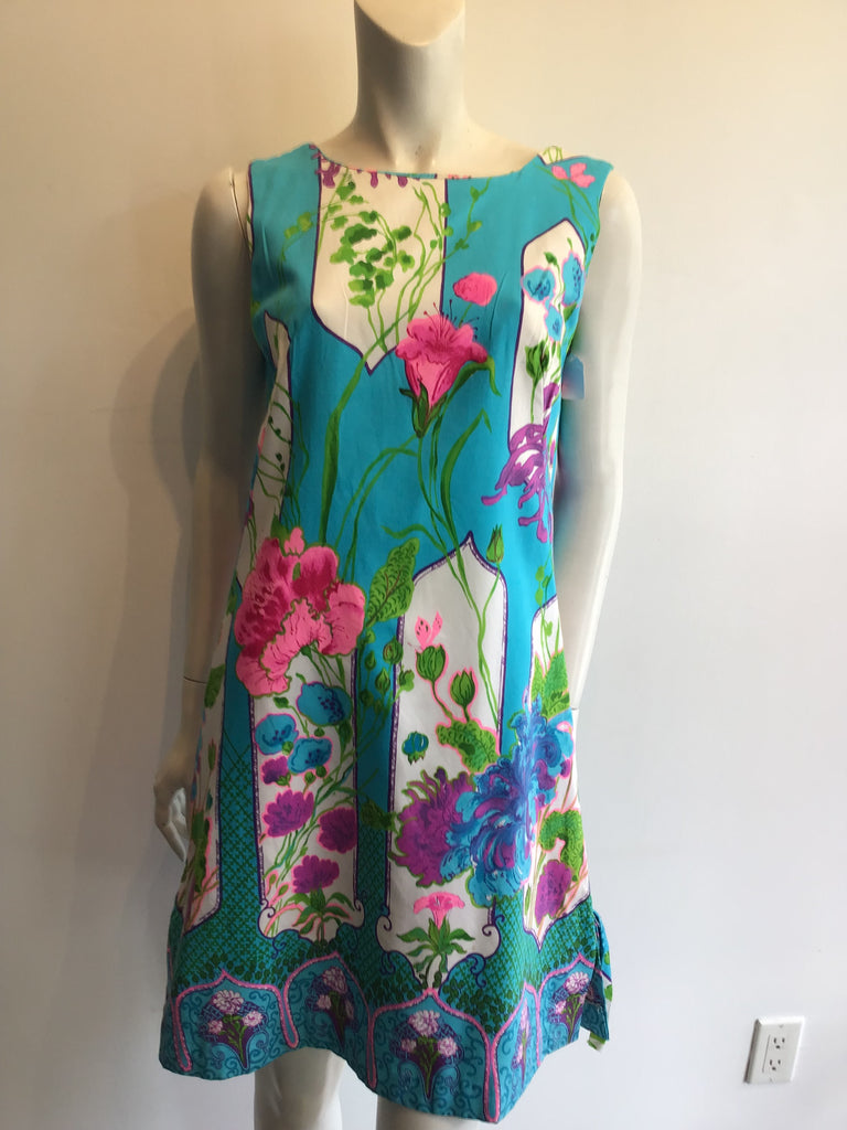 1960’s Cotton Blue/Pink/Purple Janet Lynn Shift Dress Size 8